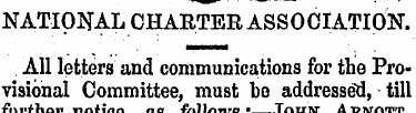 NATIONAL CHARTER ASSOCIATION. All letter...