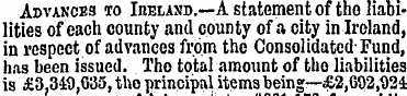 Advances to Ireland.—A statement of tho ...