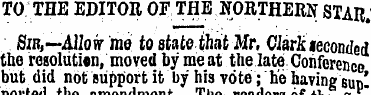 TO THE EDITOR OF THE NORTHERN STAR. Bib,...