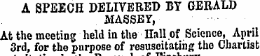 A SPEECH DELIVERED BY GERALD MASSEY, At ...