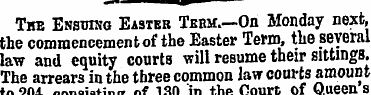 The Ensuing Easier Teem.— On Monday next...