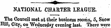 NATIONAL CHARTER LEAGUE. The Council met...