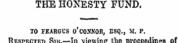 THE HONESTY FUND. TO TEAROl'S O' CONKOB,...
