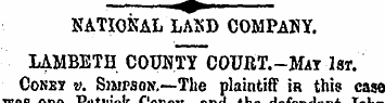 NATIONAL LAND COMPANY. LAMBETH COUNTY CO...