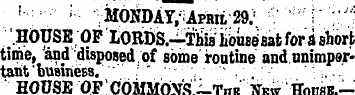 ¦ ":" ¦ " '- ' ¦ MONDAY/; April'29; "V' ...