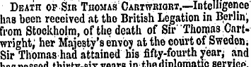 DEAin of Sir Thomas Cartwbwrt.—Intellige...