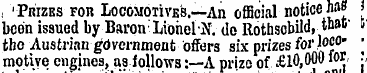, 'Prizes for Locomotives .—An official ...
