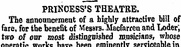 PRINCESS'S THEATRE. The announcement of ...