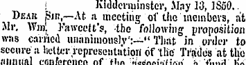 kidderminster, .May 13, 1S50.. Dear Sir?...