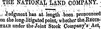 THE NATIONAL LAND COMPANY. ;; Judgment h...
