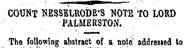 COUNT NESSELRODE'S NOTE TO LORD PALMERST...
