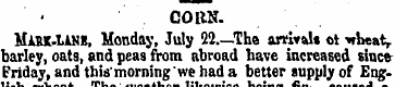 CORN. Mau-LAKB, Monday, July 22 The arma...