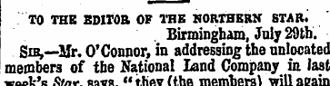 TO THE EDITOR OF THE NORTHERN STAR. Birm...