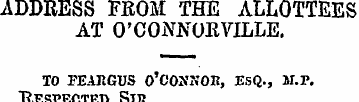 ADDRESS FROM THE ALLOTTEES AT O'CONNORVI...