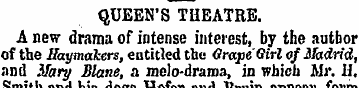 QUEEN'S THEATRE. A new drama of intense ...