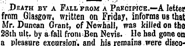 Death by a Pall from a Precipice.—A lett...