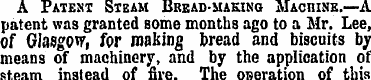 A Patent Steam Breao-making Machine.—A p...
