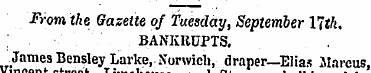 From the Gazette of Tuesday, September 1...