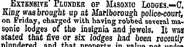 Extensive' Plunder of Masonic Lodges.—C....