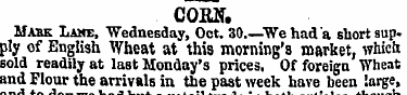 CORN. Mask Lane, "Wednesday, Oct. 30.—We...