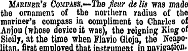 Mahlveb's Compass.—-The flair de lis was...