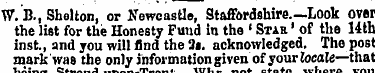 W. B., Shelton, or Newcastle, Staffordsh...