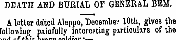 DEATH AND BURIAL OF GENER&L BEM. A lette...