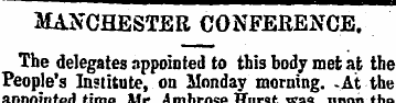 « MANCHESTER CONFERENCE. The delegates a...