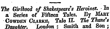 The Girlhood of Shakespeare 's Heroines....
