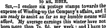 TO MB. niDEB. Sir,—I enclose six postage...