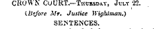 CROWN COURT.—Thcrsday, July 22. j (Before Mr. Justice Wightman.) SENTENCES.