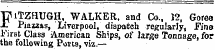 F iTZHUGH, WALKER, and Co., 12, Goree Piazzas, Liverpool, dispatch regularly, Fine First Class American Ships, of large Tonnage, for the following Ports, viz.—