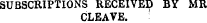 SUBSCRIPTIONS RECEIVED BY MR CLEAVE. '