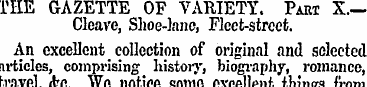 THE GAZETTE OF VARIETY. Part X.— Cleave,...