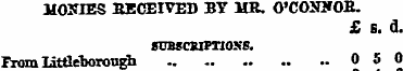 HOMES RECEIVED BY MR. O'COXKOR. £ G. d. ...