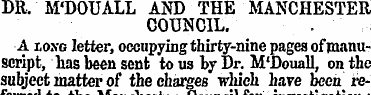DR. M'DOUALL AND THE MANCHESTER COUNCIL....