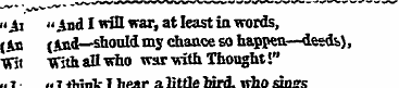 "At " And I win war, at least in words, ...