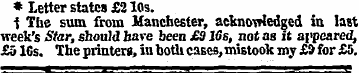 * Letter states £210s. f The sum from Ma...