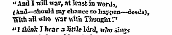"And I will war, at least in words, (And...