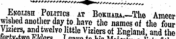 English Politics at Bokhara.—The Ameer w...