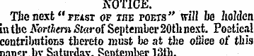 NOTICE. The next" feast of the poets" wi...