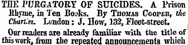 THE PURGATORY OF SUICIDES. A Prison Itky...