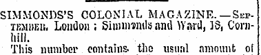SIMMONDS'S COLONIAL MAGAZINE.—Sep-TBMiiE...