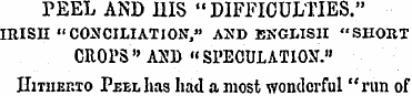 PEEL AND UIS "DIFFICULTIES." IRISH "CONC...