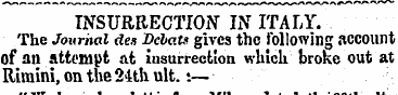 INSURRECTION IN ITALY. The Journal des D...
