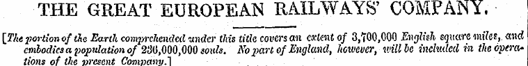 THE GREAT EUROPEAN RAILWAYS' COMPANY. [T...