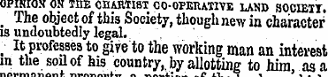 OPINION ON THE CHARTIST CO-OPERATIVE LAN...