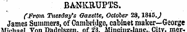 BANKRUPTS. (From Tuesday's Gazette, Octo...