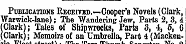 Publications Received.—Cooper's Novels (...