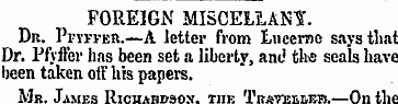 FOREIGN MISCELLANY. Dn. Pfvfpeb.—A lette...